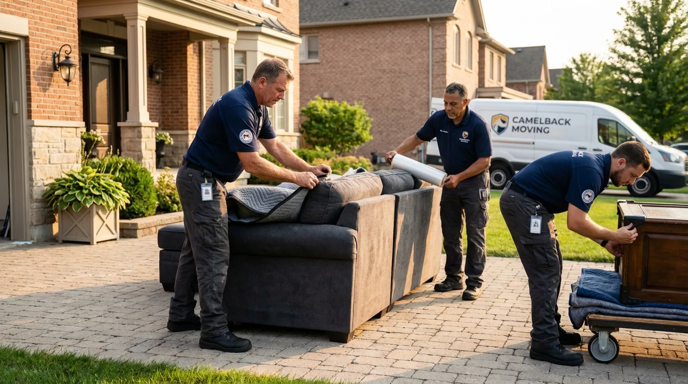Large estate moving crew wrapping furniture in Primghar, IA