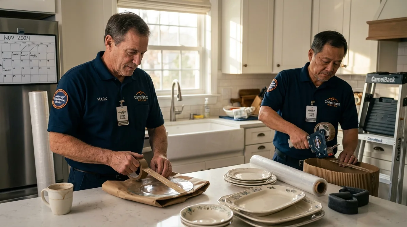 Professional crew packing kitchen dishware in Primghar, IA